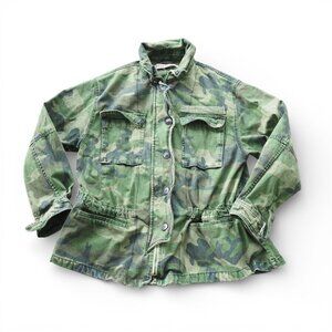 Free People Seize the Day Camo Utility Jacket Women's S Oversized Military